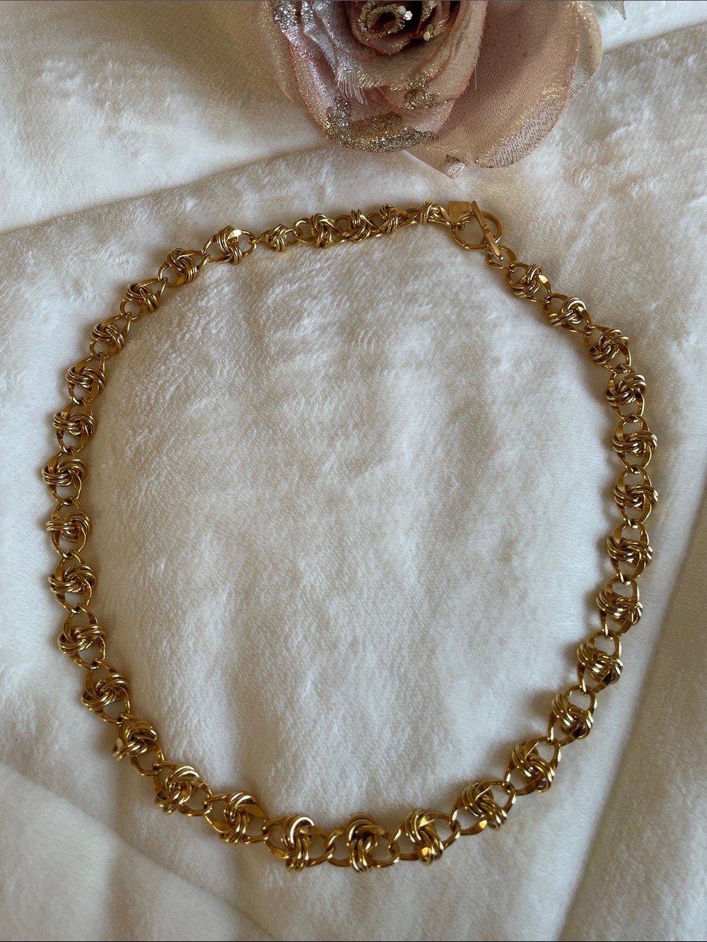 Vtg.New Ann Klein Gorgeous Gold Twisted Knot Link Necklace
